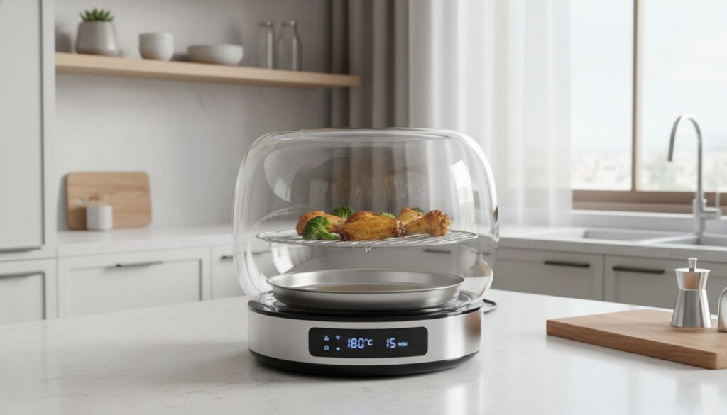 best glass air fryer with transparent glass bowl cooking chamber