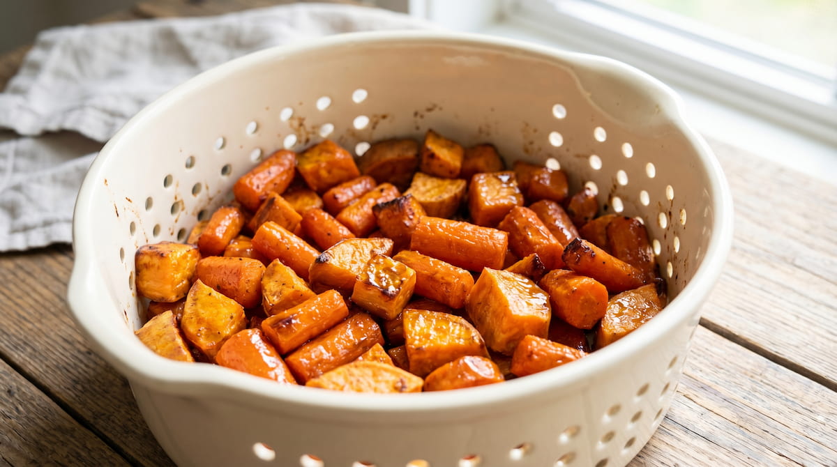 air fryer baby food soft cooked vegetables in ceramic basket safe