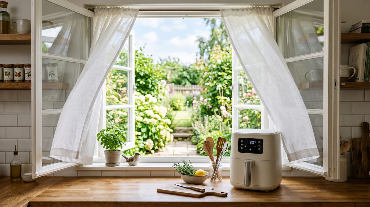 air fryer carbon monoxide ventilation open window ceramic kitchen safe cooking