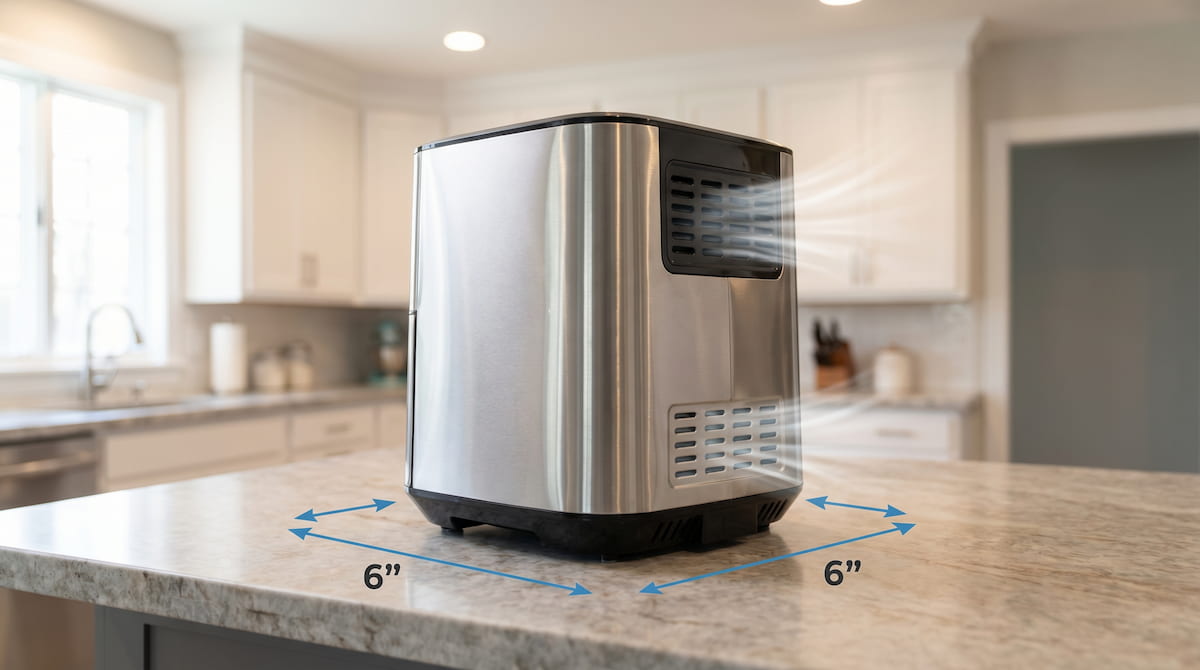 air fryer first time proper placement ventilation clearance around unit