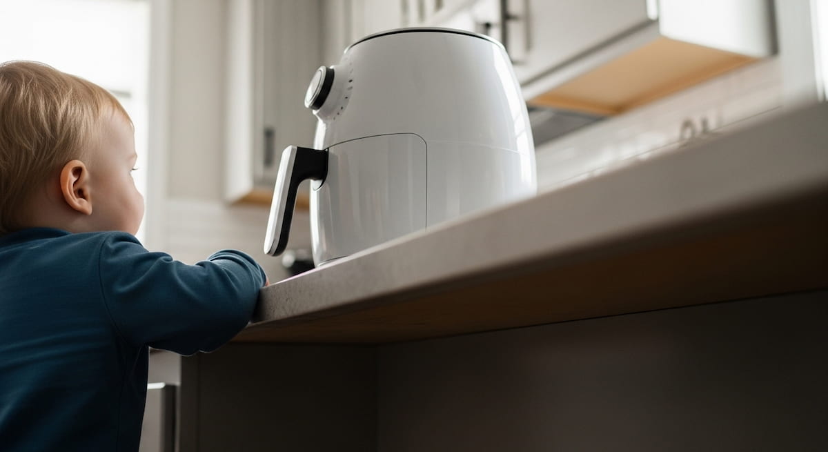 air fryer safe for toddlers placed high counter out of reach ceramic child safety