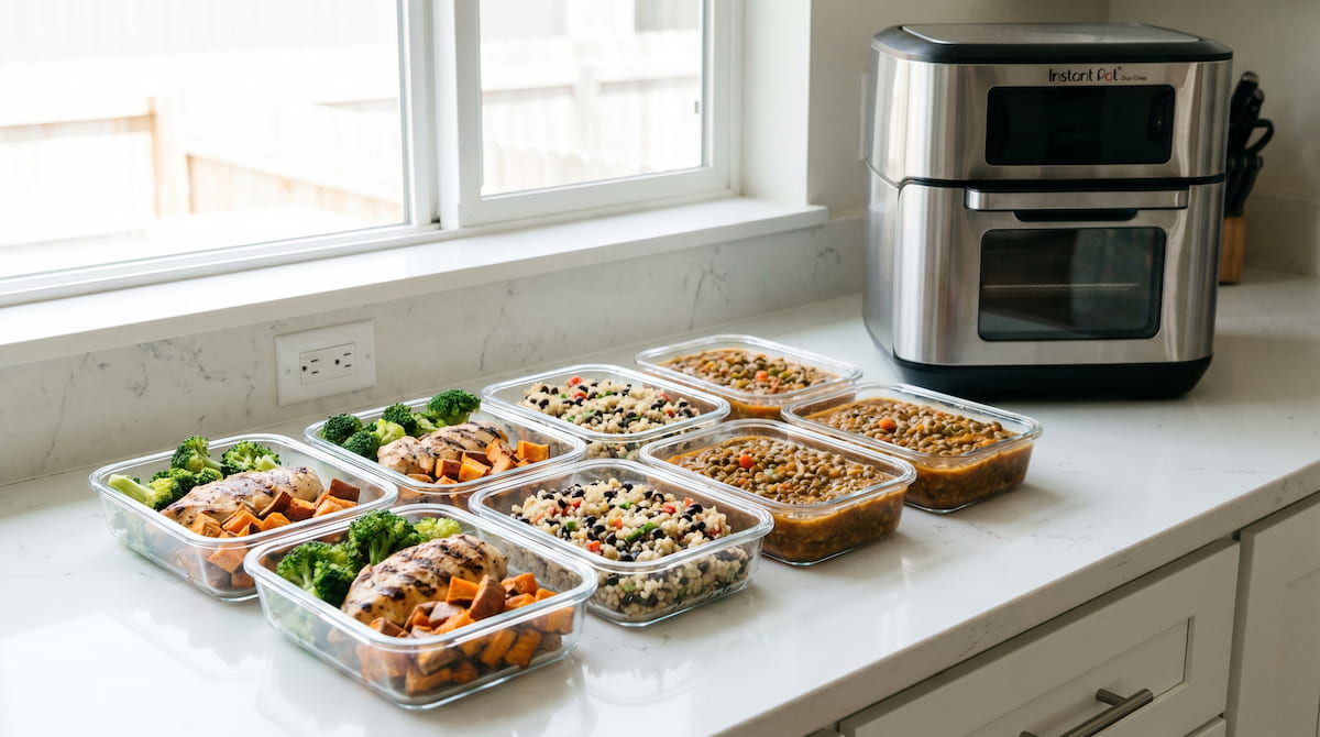 large non toxic air fryer batch cooking meal prep containers weekly