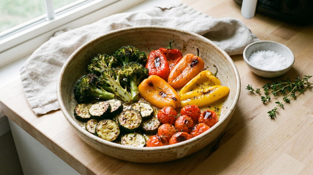 best air fryer for cooking vegetables ceramic basket colorful roasted non toxic