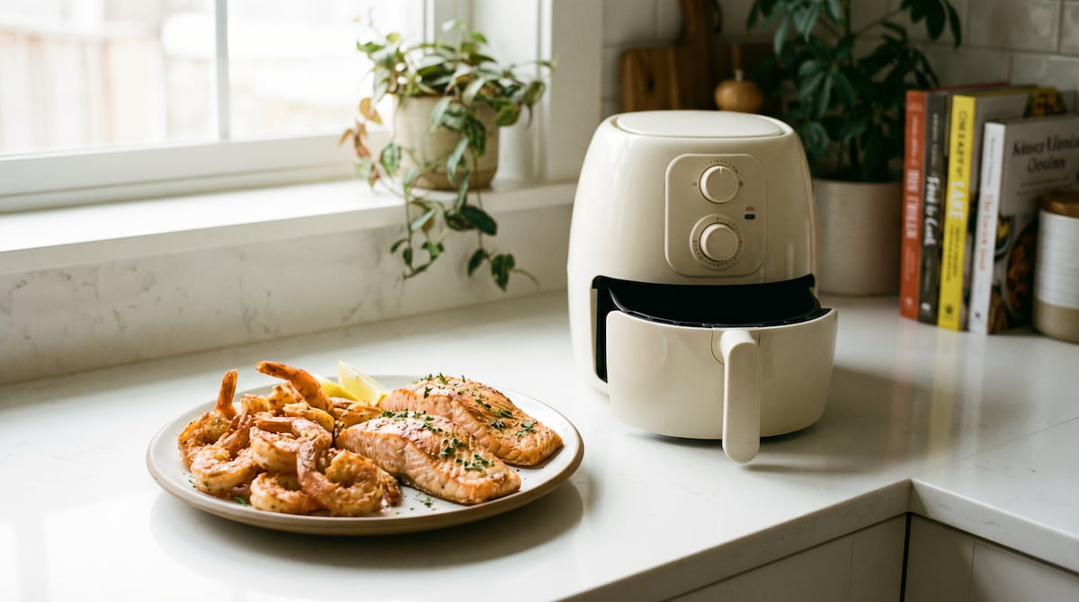 best air fryer fish seafood results plate shrimp salmon