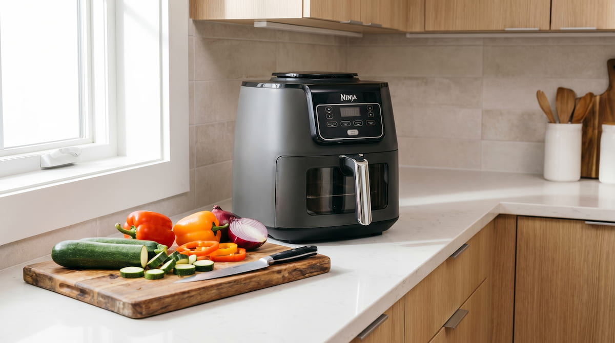 non toxic air fryer cooking vegetables fresh prep counter safe