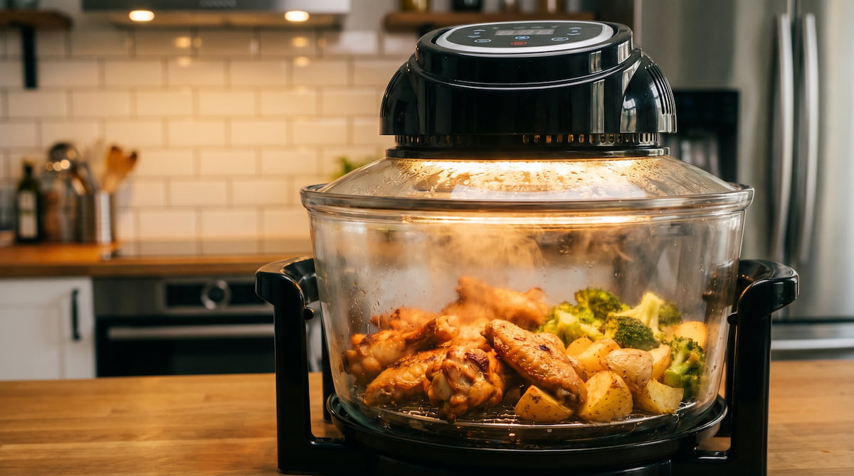 Big Boss glass air fryer cooking view