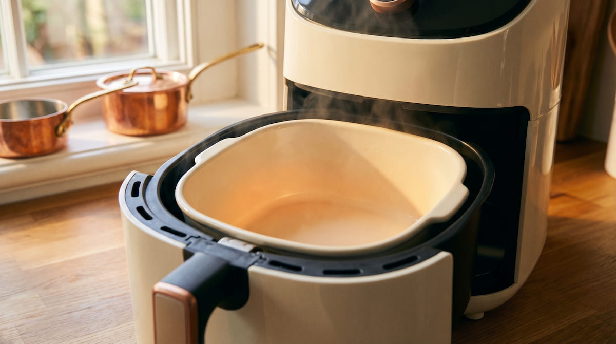 ceramic air fryer basket seasoning heat process first use