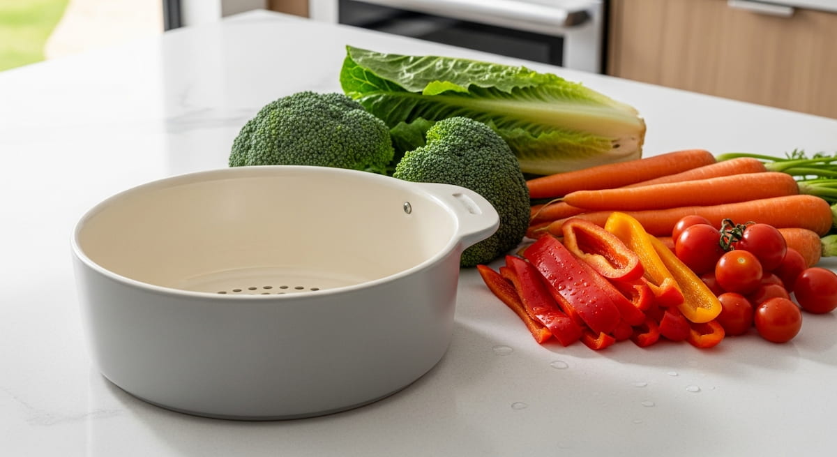 ceramic air fryer basket smooth safe non-toxic vegetables cooking