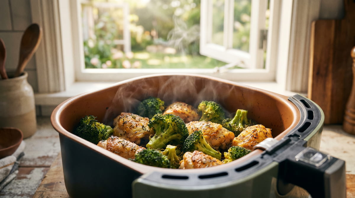 ceramic air fryer basket safe for asthma with kitchen ventilation