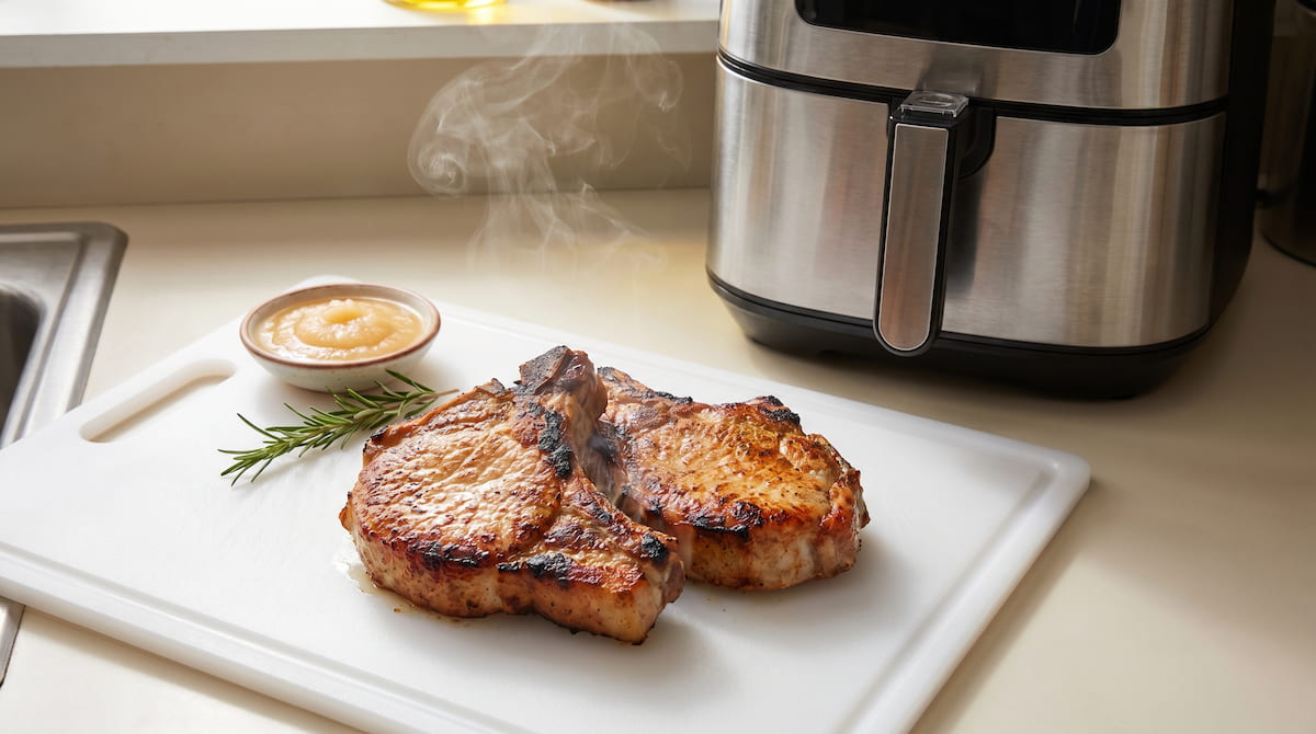 cooked pork chops from non-toxic air fryer no pfas risk