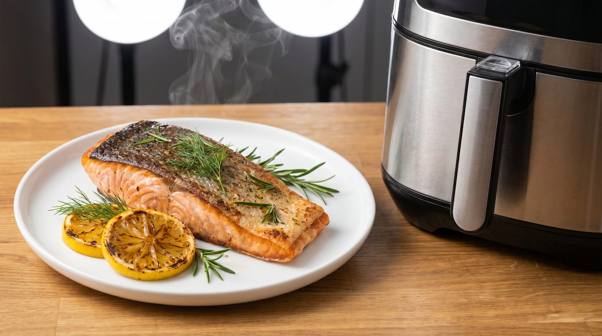 cooked salmon from non-toxic air fryer no pfas risk