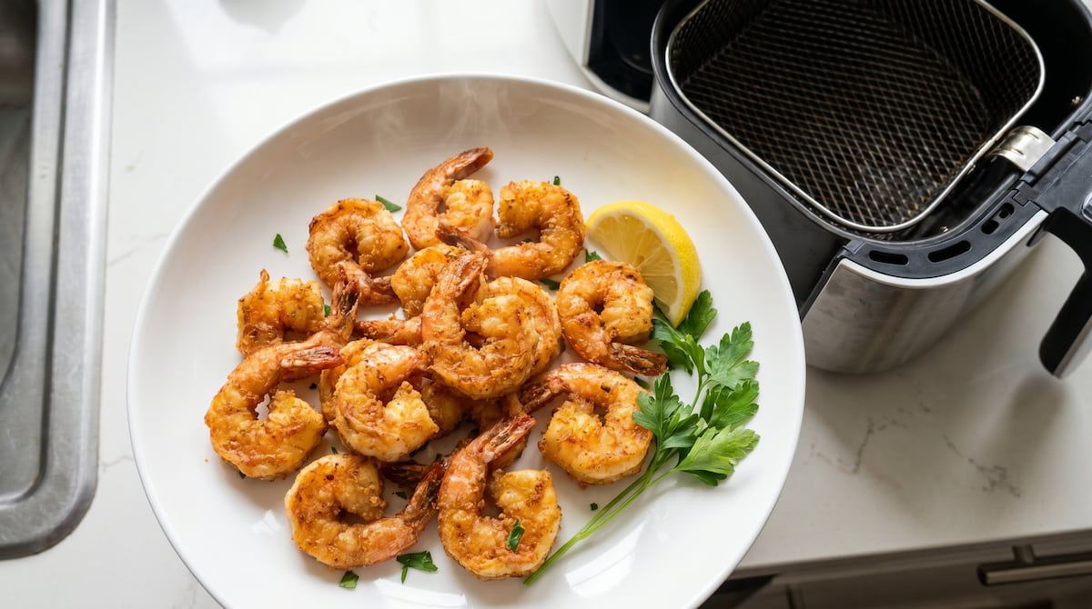 cooked shrimp from non-toxic air fryer no pfas risk