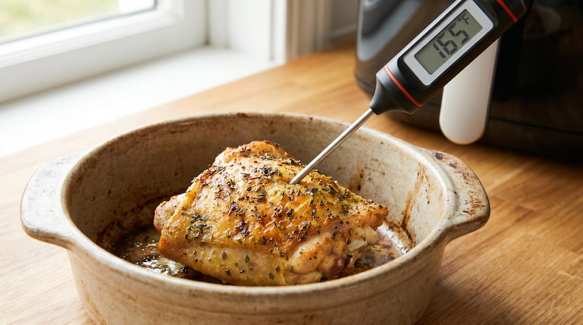 how to cook frozen chicken in air fryer safe internal temperature check ceramic basket