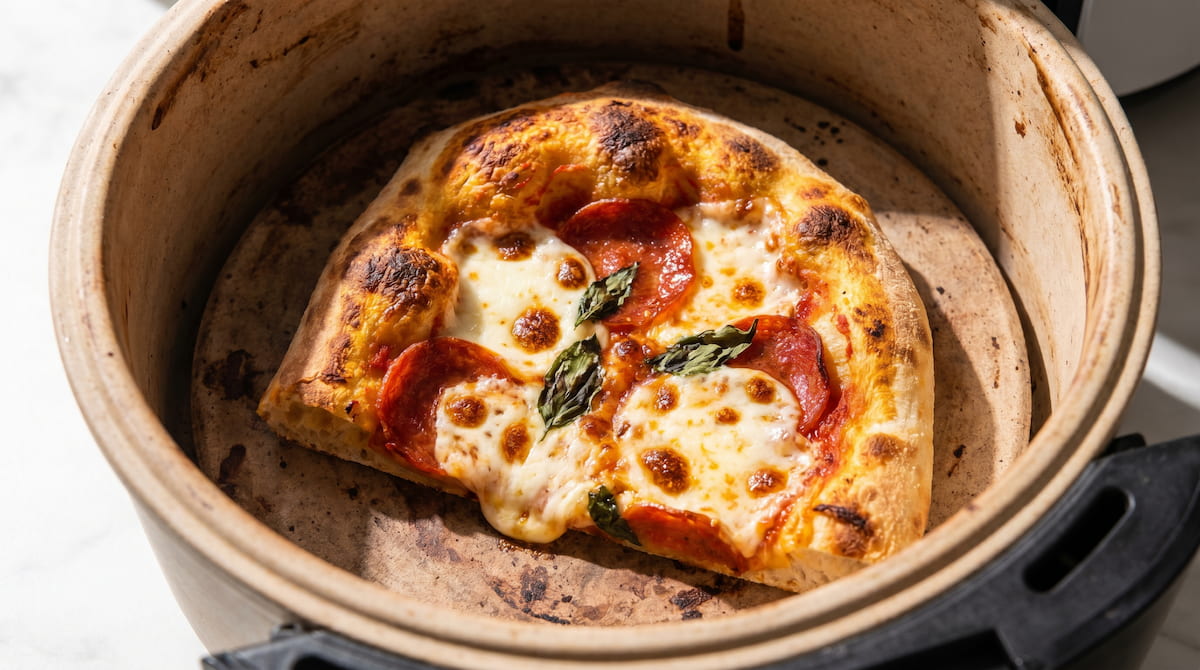 how to cook frozen pizza in air fryer crispy crust result ceramic basket