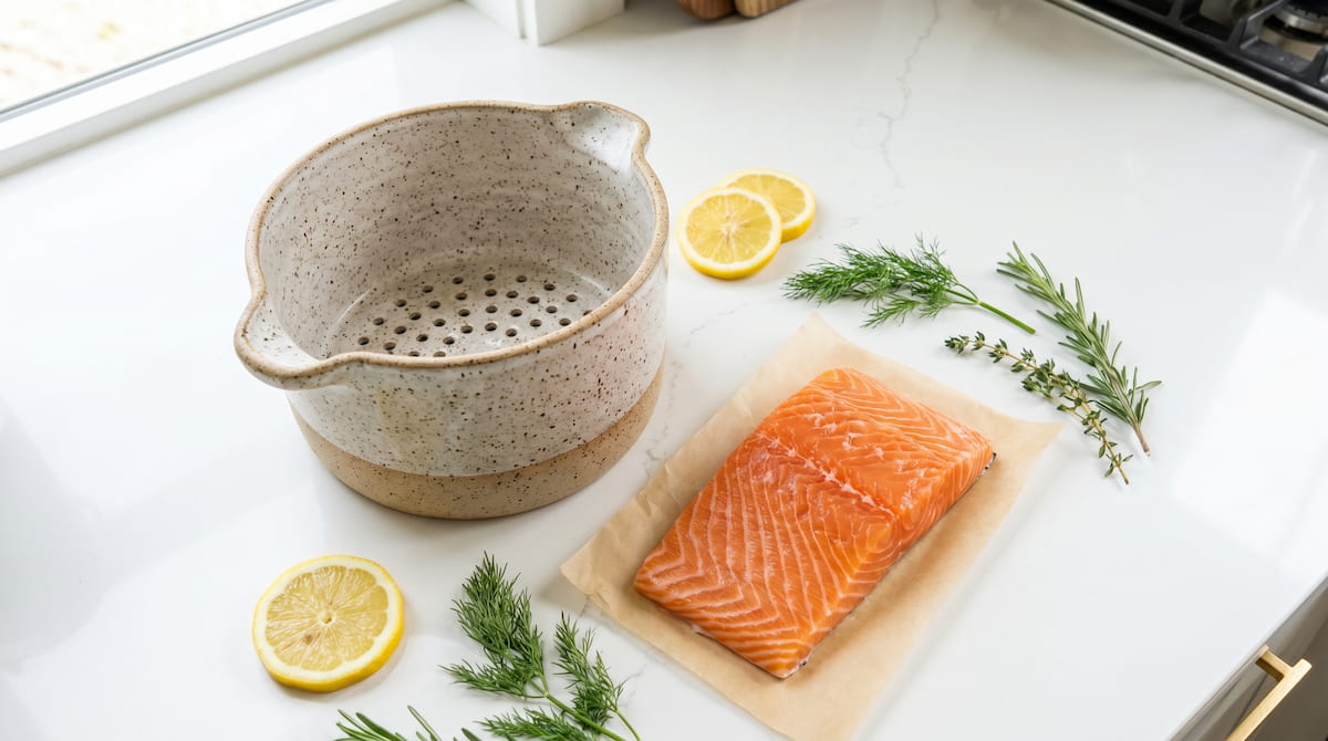 frozen salmon air fryer ceramic basket safe coating ingredients prep