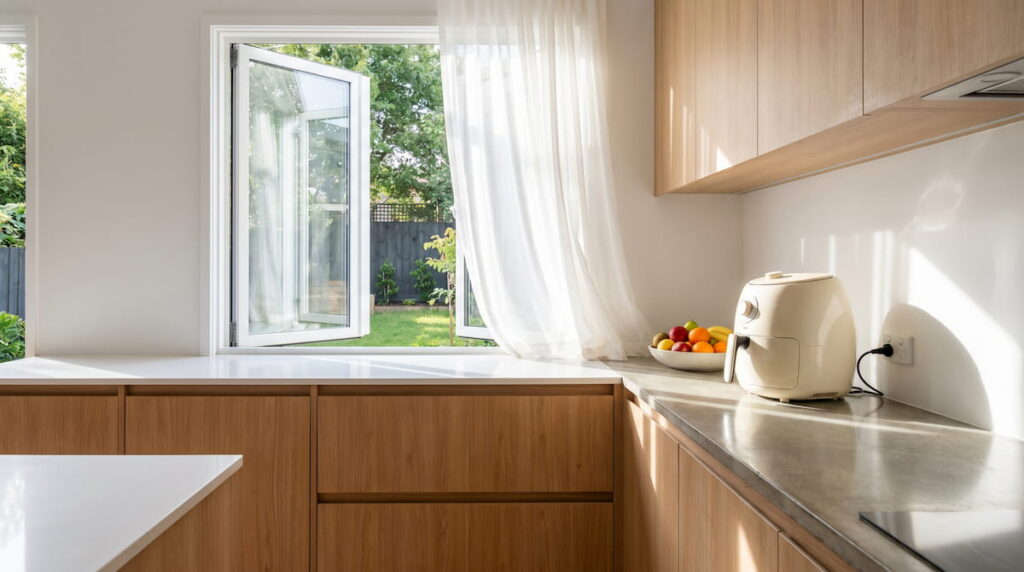 how long air out kitchen after air fryer open window ceramic ventilation