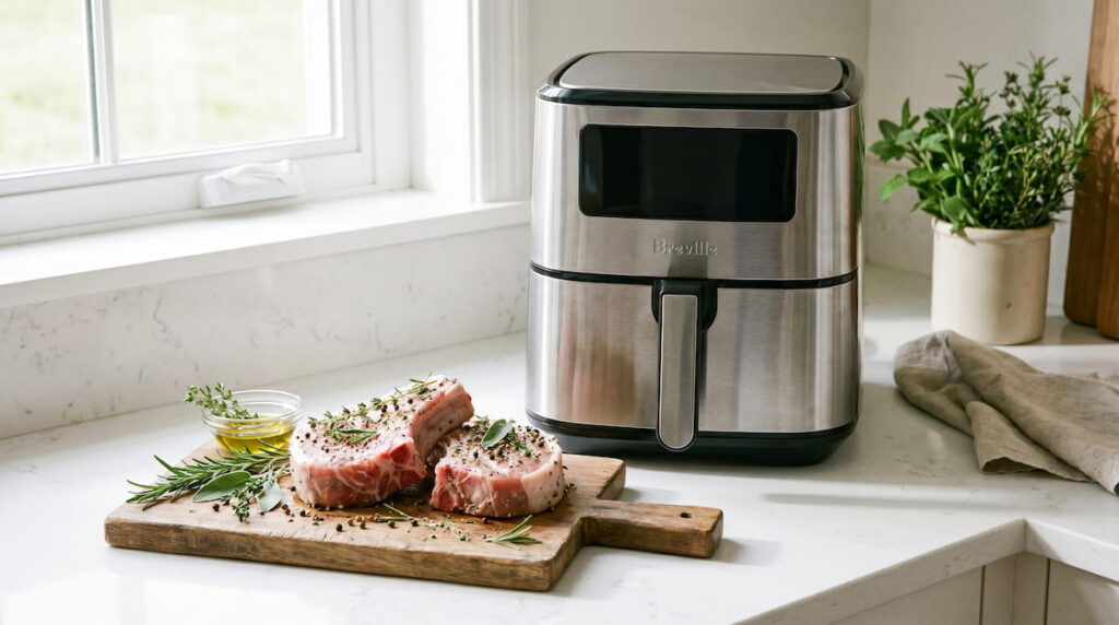 how to cook pork chops in air fryer safely with non-toxic basket