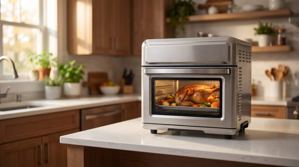 Instant Pot Omni Plus air fryer oven on kitchen counter