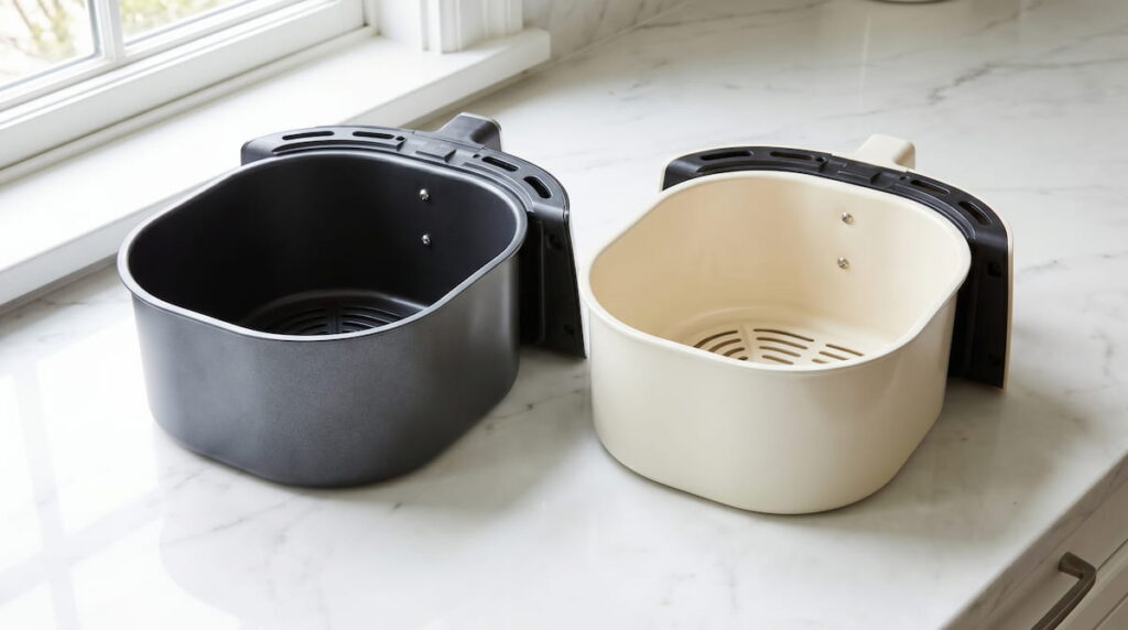 is teflon air fryer safe compared to ceramic non-toxic alternative