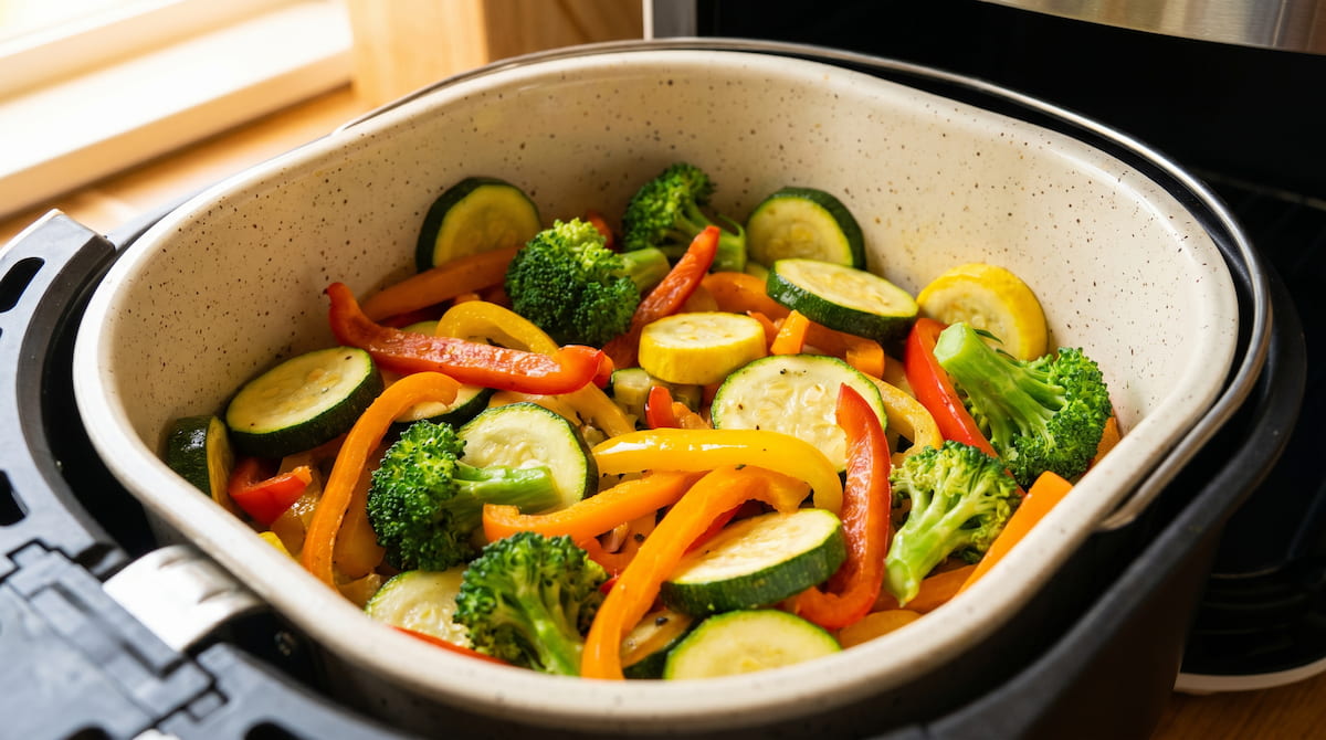 low carb vegetables in ceramic air fryer basket safe for diabetics