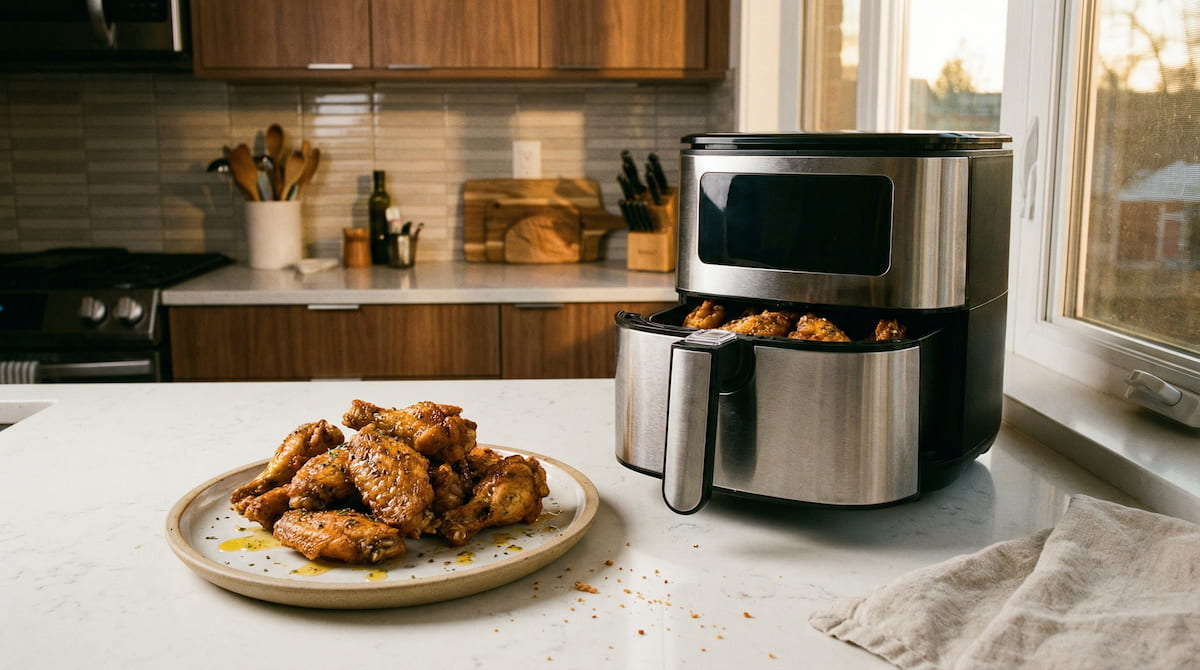 air fried chicken wings cooked in Ninja AF150AMZ