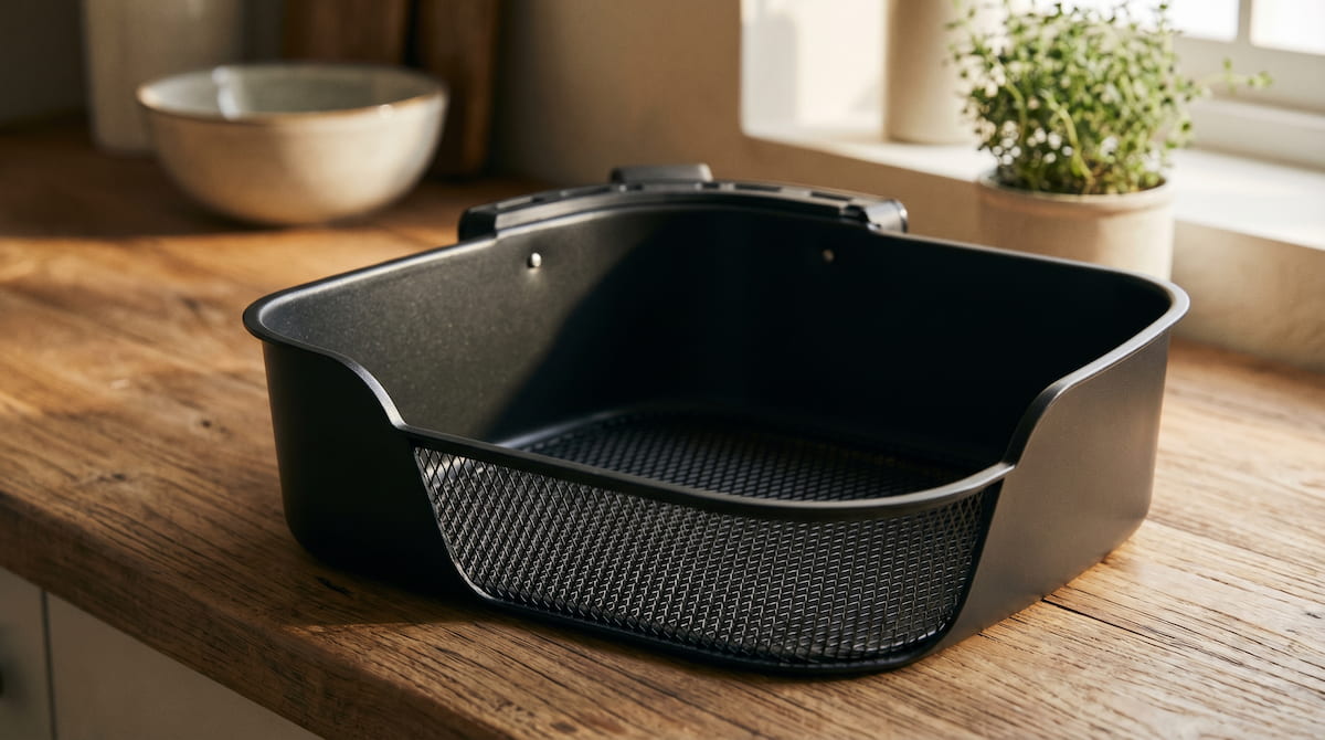 big boss vs ninja air fryer ceramic basket detail