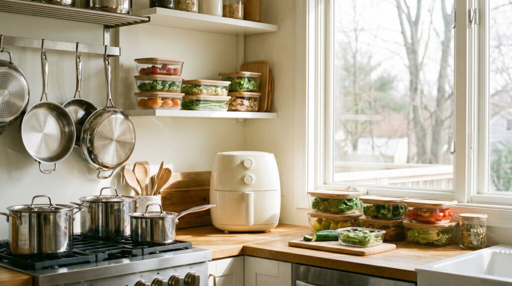 pfas free kitchen where to start ceramic air fryer stainless cookware glass containers