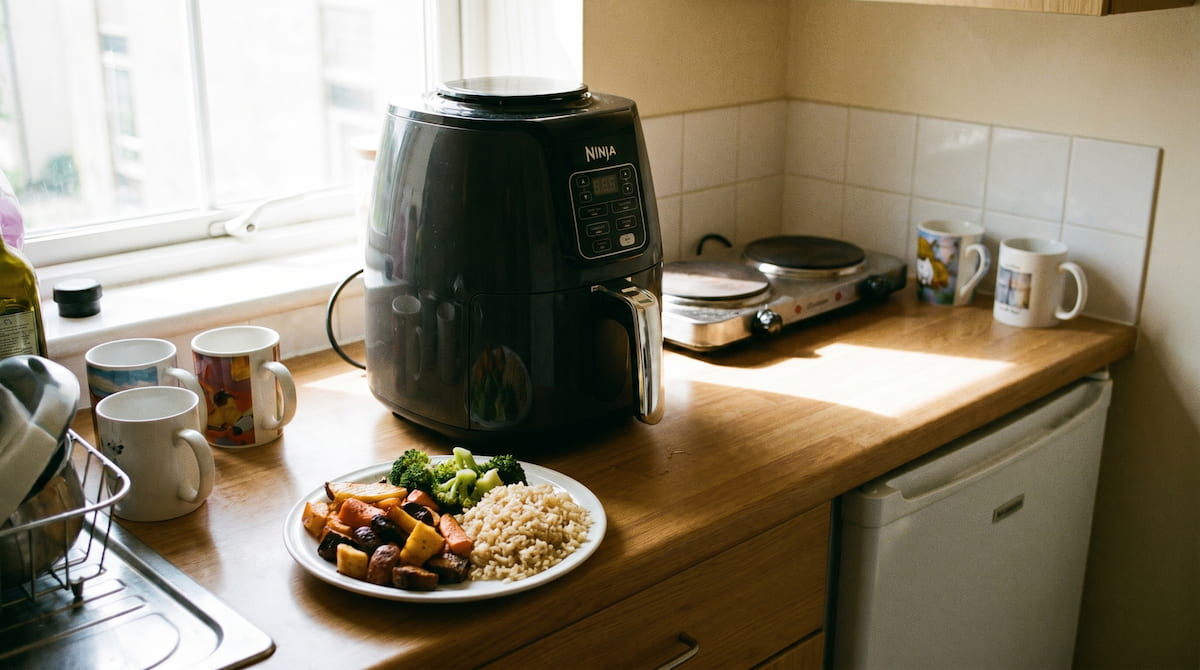 compact non toxic air fryer college student meal safe cooking