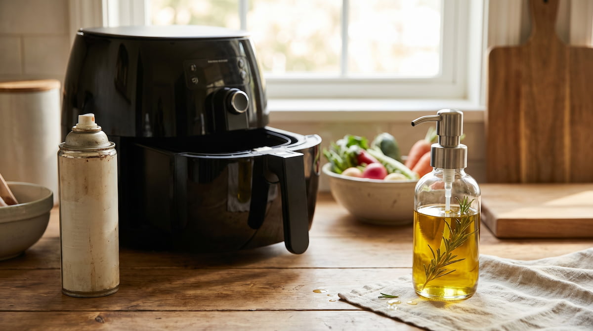 aerosol spray vs pump mister air fryer coating damage mistake fix