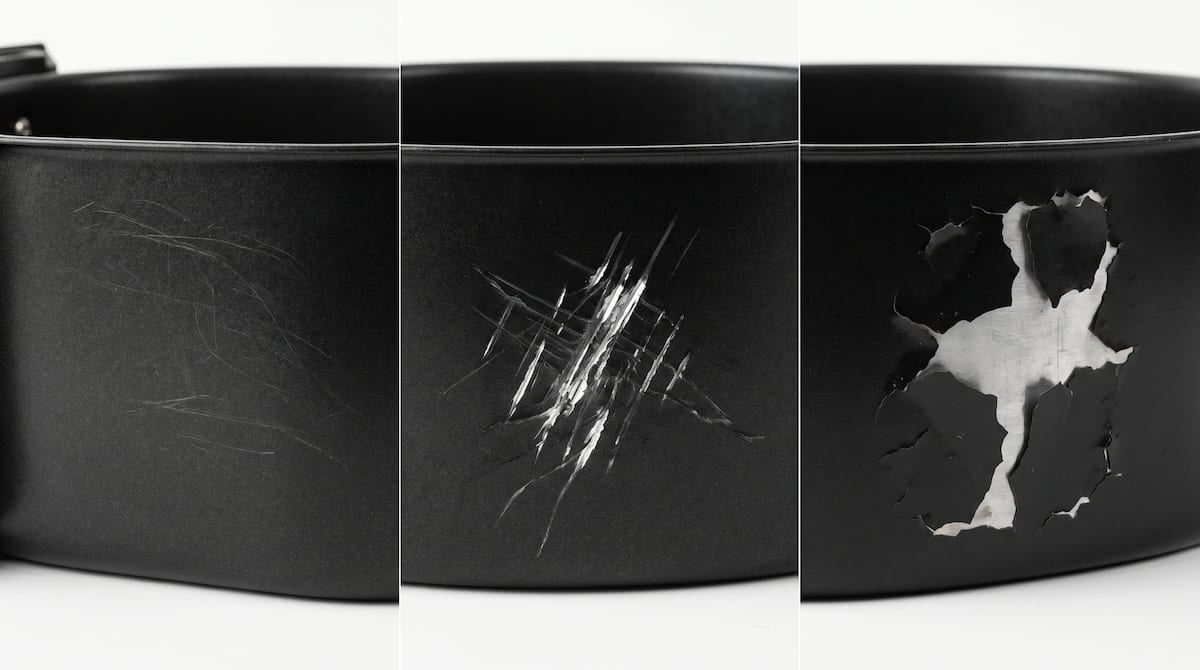 air fryer basket scratch stages from light to severe coating damage