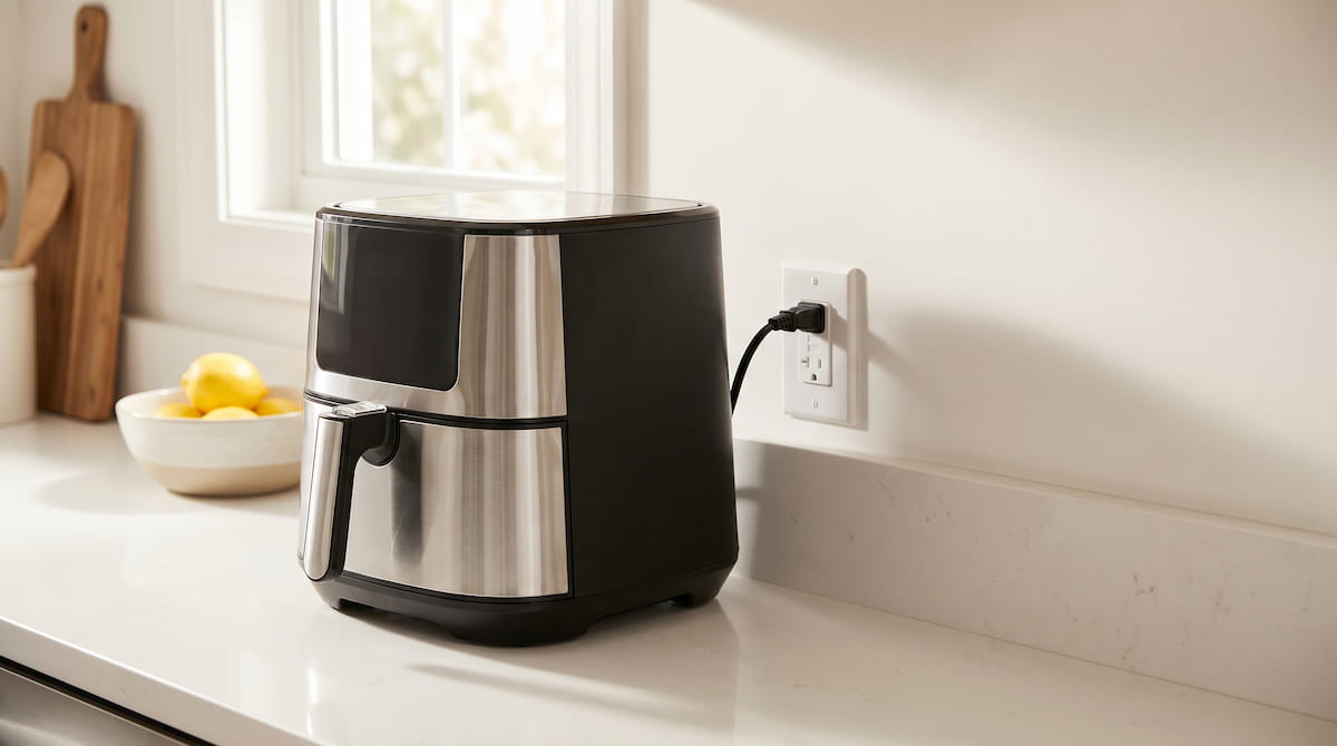 air fryer plugged directly into dedicated wall outlet safe setup