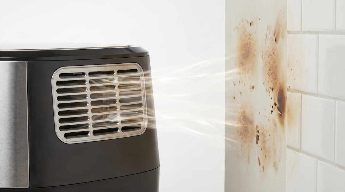 air fryer exhaust vent blowing hot air toward wall fire risk