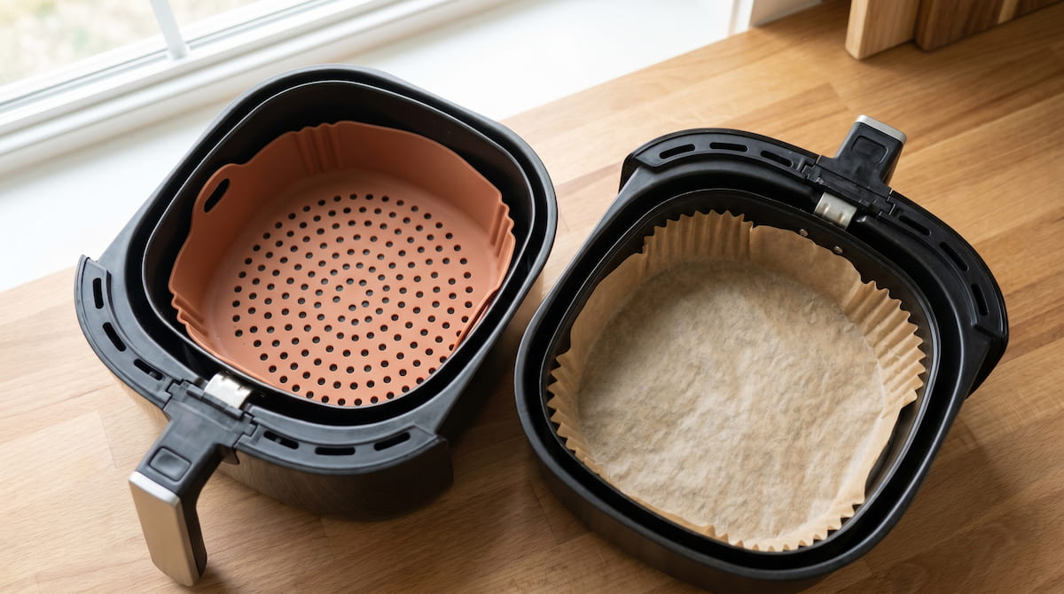 best air fryer liners non toxic silicone vs parchment safe cooking