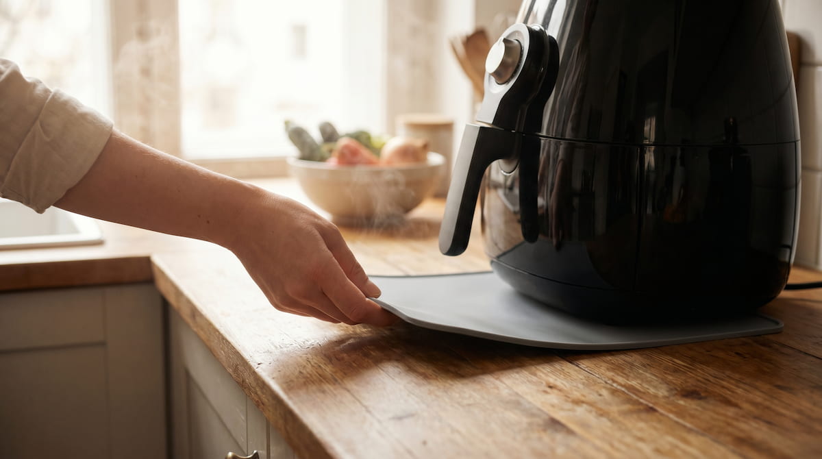 air fryer proper placement with clearance to prevent overheating