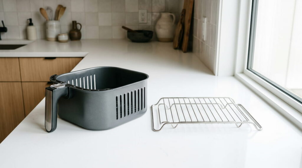 air fryer rack vs basket safe non toxic cooking comparison