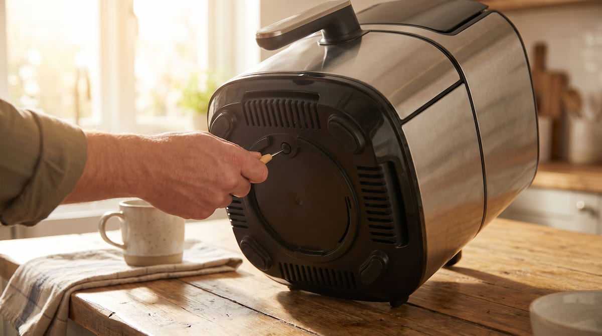 pressing air fryer reset button to fix unit that stopped working