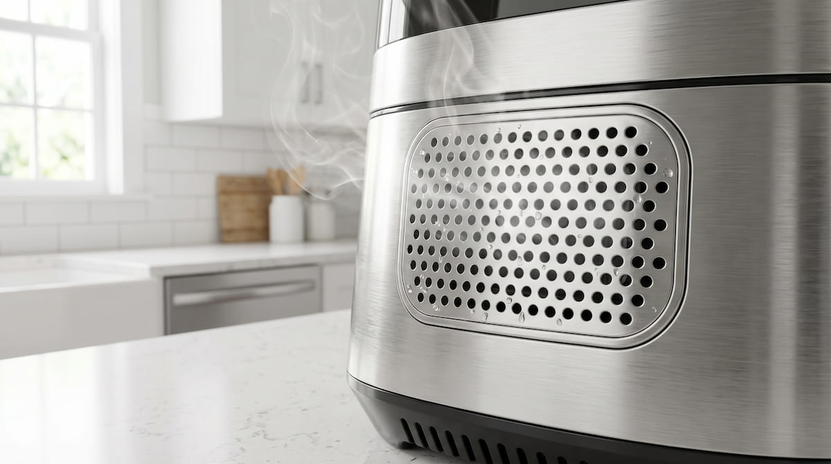 Air fryer vent releasing steam — air fryer smoke toxic fumes explained