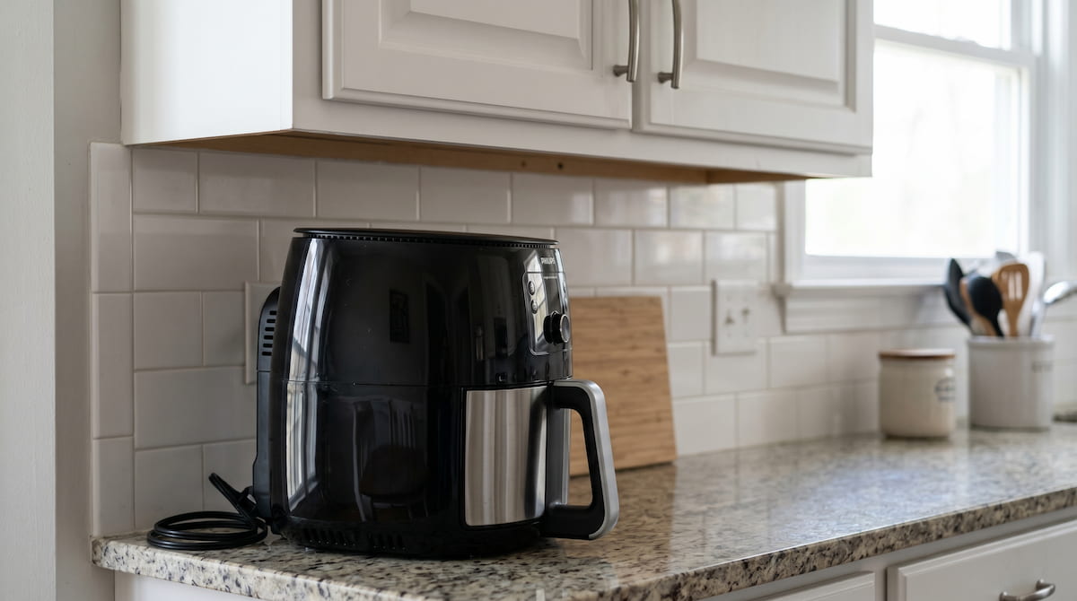 how much space around air fryer top clearance upper cabinet kitchen