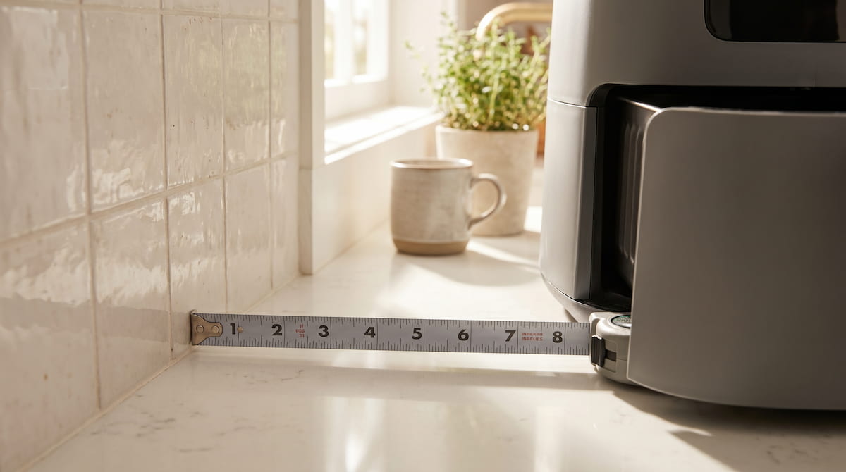 measuring air fryer wall clearance distance for safe kitchen placement