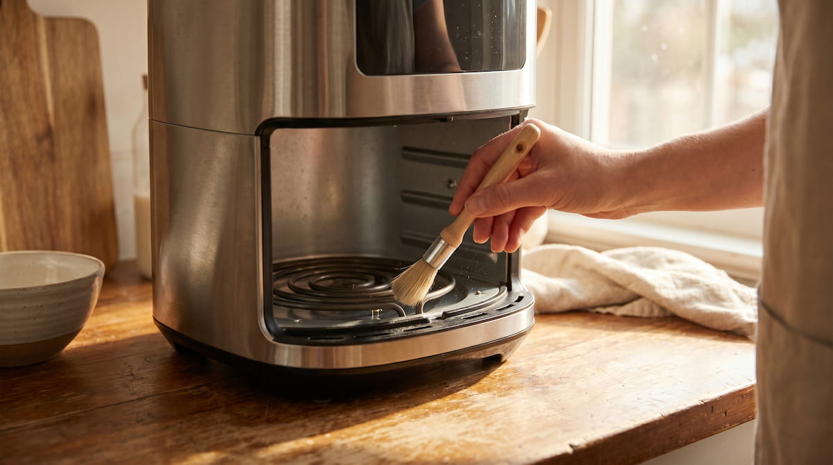 cleaning air fryer fan area safely to restore proper function