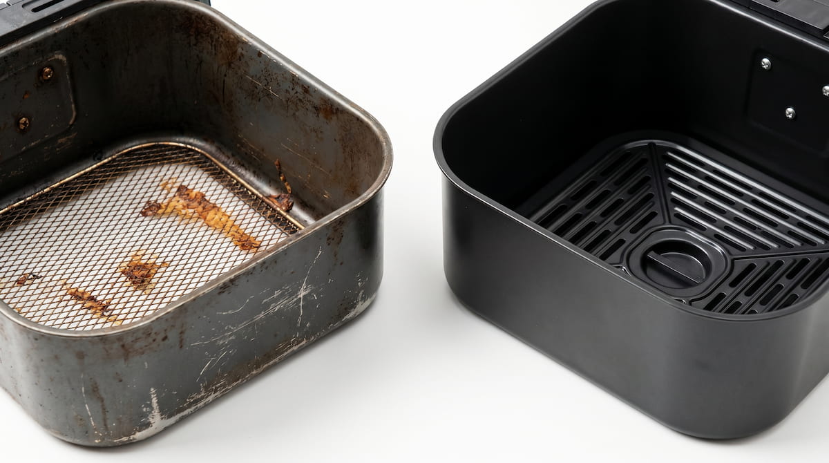 daily air fryer use coating wear and residue buildup over time