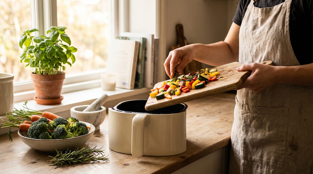 family kitchen ceramic air fryer safe healthy family cooking vegetables