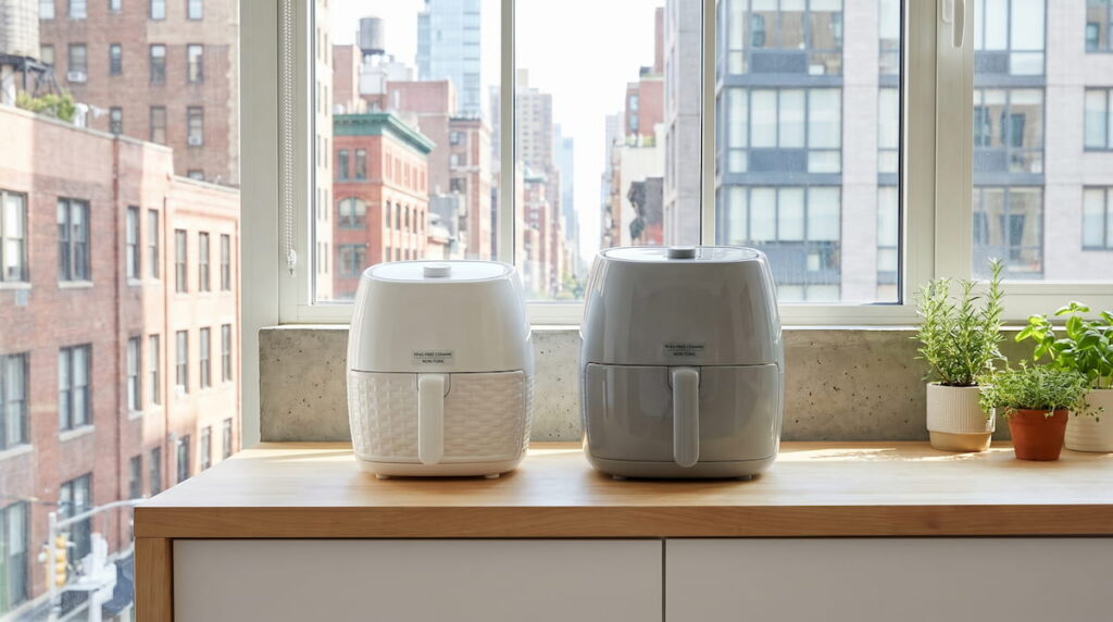 best PFAS free air fryers for apartments 2026 two ceramic models kitchen counter