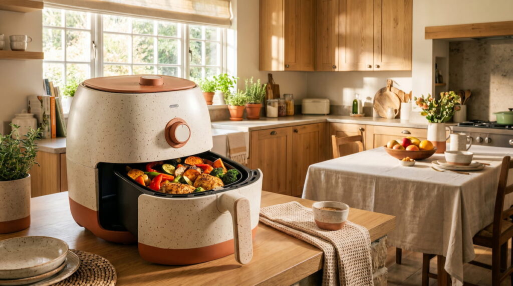 safest air fryer for kids and families ceramic cooking vegetables chicken kitchen