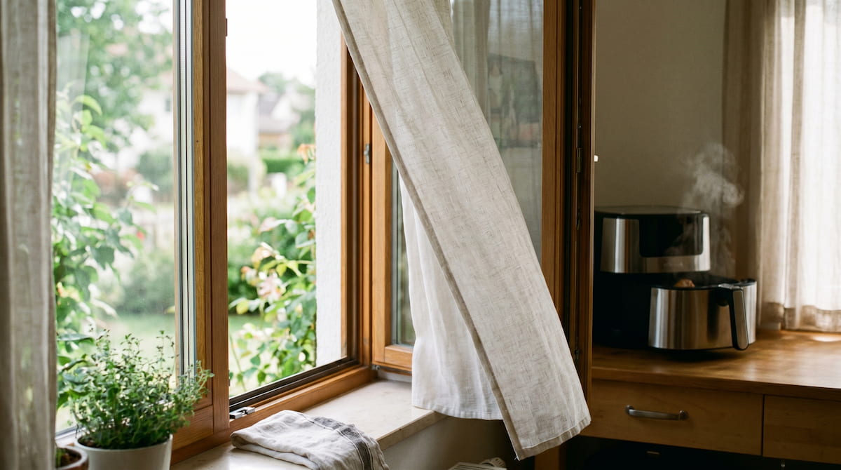 open kitchen window for ventilation while using air fryer safely