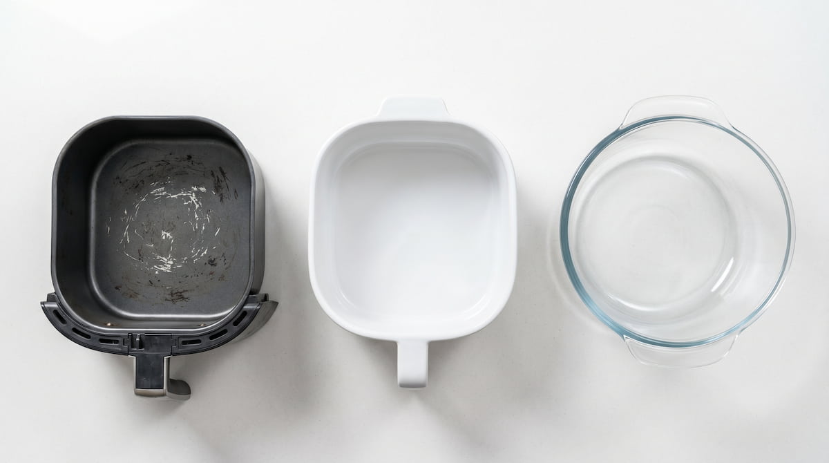 nonstick ceramic and glass air fryer cooking surface three way comparison