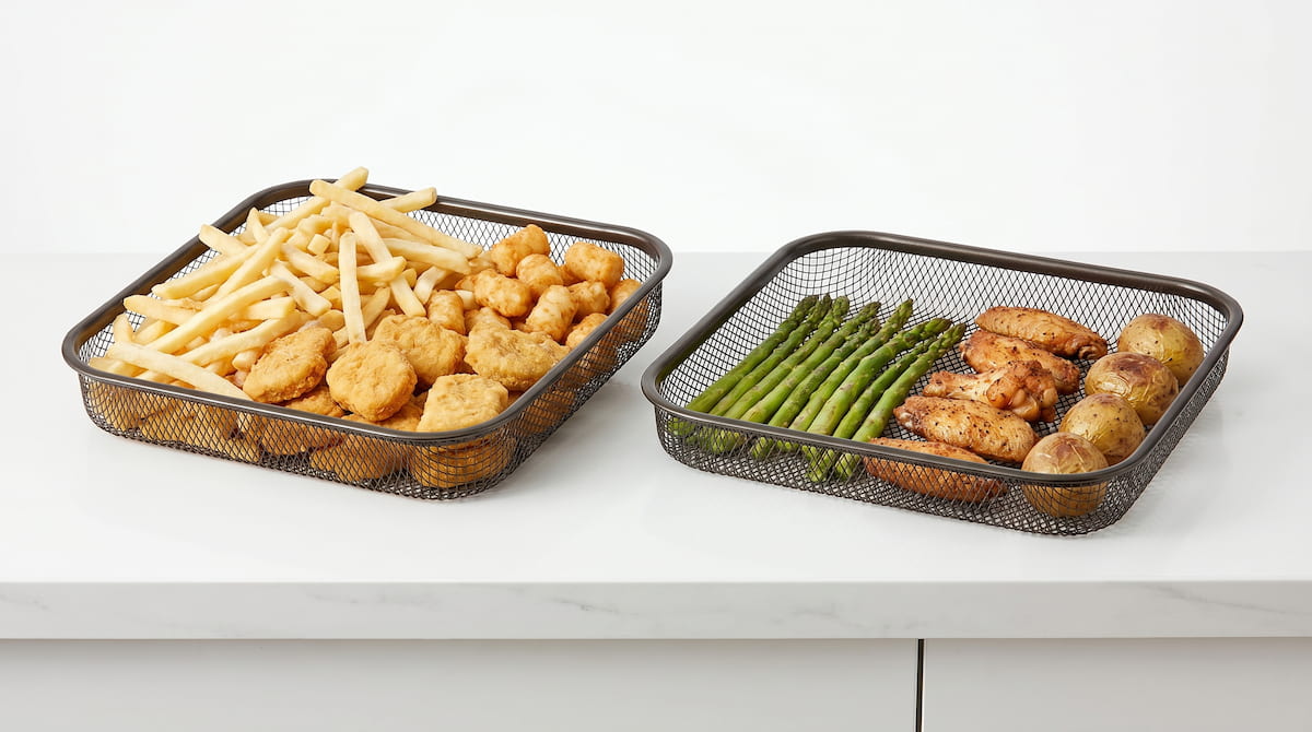 overfilled vs properly loaded air fryer basket comparison