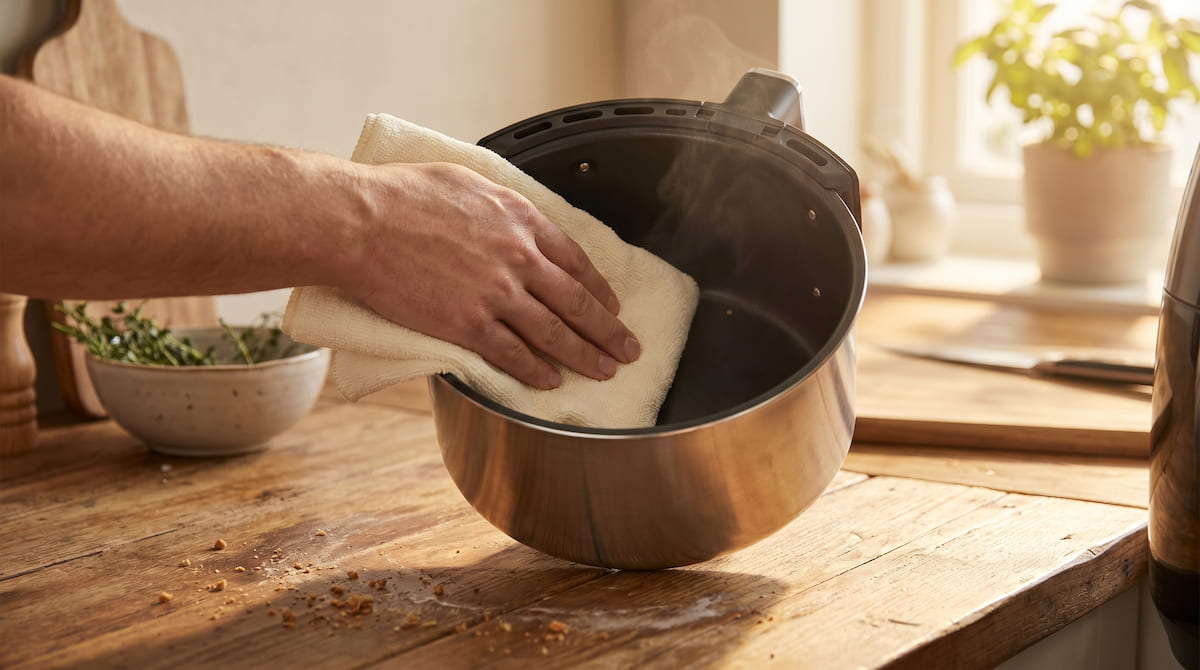 quick air fryer wipe after every cook minimum cleaning routine