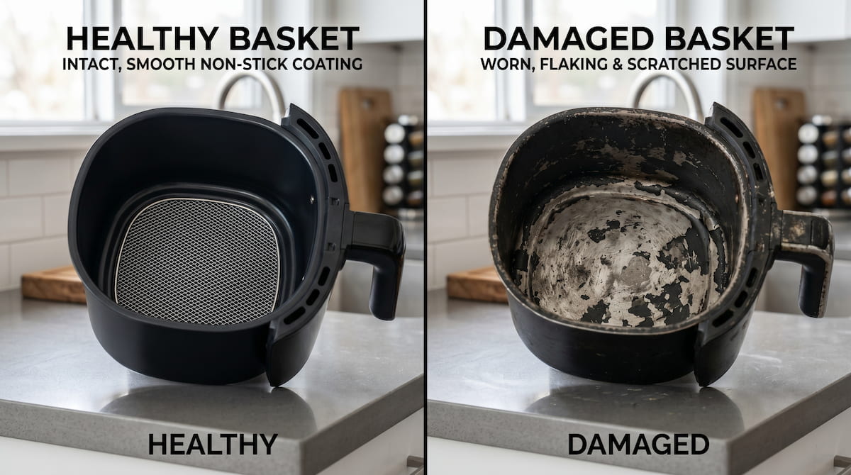 Comparison of smooth and rough air fryer basket surfaces
