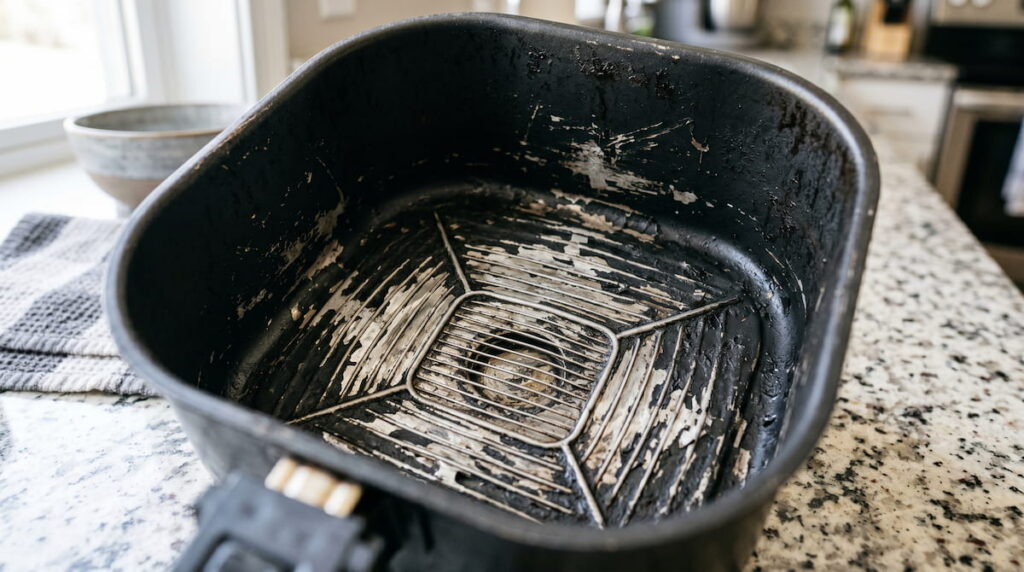 Scratched nonstick air fryer basket — do scratched air fryer baskets release chemicals guide